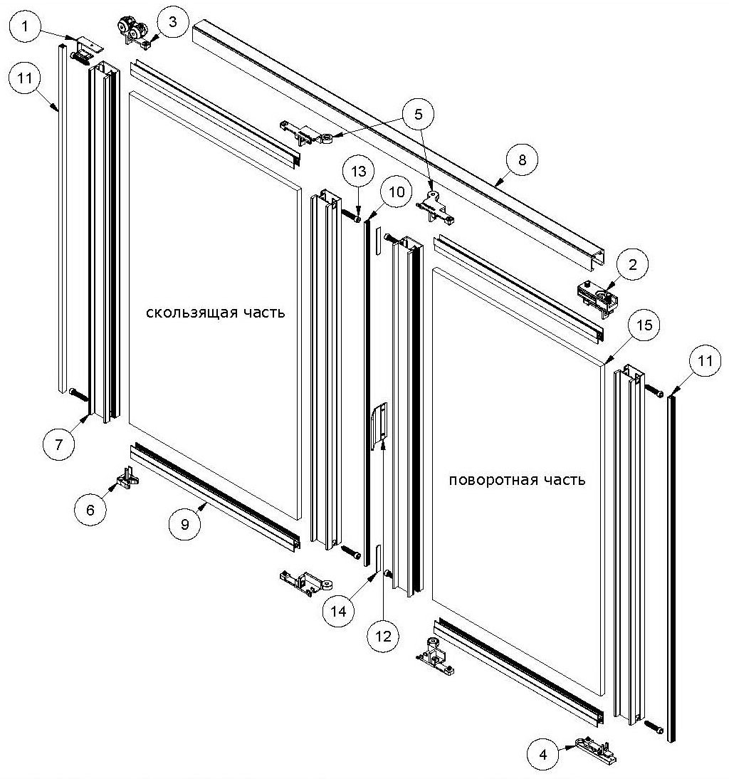 Схема сборки дверей шкафа купе аристо